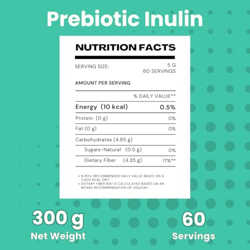 Image of Gutbasket Pure Inulin Powder (300g) - Prebiotic Fiber for Gut Health & Digestive Wellness - Vegan, Non-GMO, Gluten-Free - Perfect for Smoothies, Coffee, and Baking