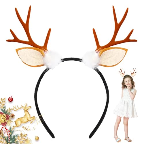 鹿の角ヘッドバンド - クリスマスの角のヘアピン | かわいいクリスマスヘッドウェア 女性用 | エルクの角 ヘア バックル | 鹿の耳ヘッドバンド | 枝角 ヘアアクセサリー | クリスマス用ホリデーパーティーヘッドバンド