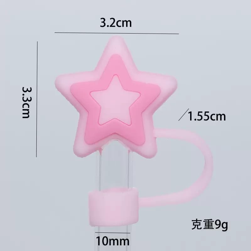 5Pcs Multicolor Straw Cover Cap for Stanley 30 40oz Cute Star Splash Proof Topper,Drinking Straw Tip Covers for Stanley Cups