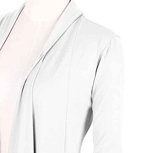 Urban CoCo Women's Drape Front Open Cardigan Long Sleeve Irregular Hem (2XL, White)