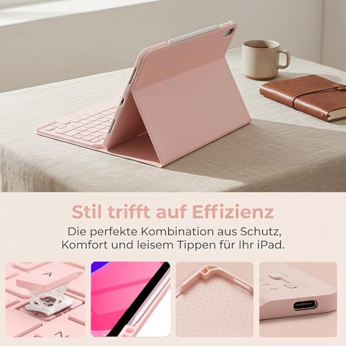 WALWALO Hell Rosa Hülle mit Tastatur für iPad A16 11 Generation 2025/10 Gen – Ansicht 4