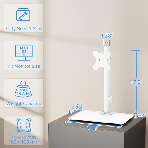 Image of MOUNTUP Monitor Stand for Desk Fits 13-32 inch Screen up to 19.8 lbs,White