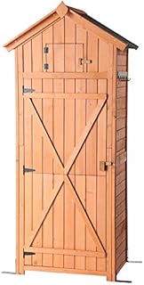 B BAIJIAWEI Garden Storage Shed - Garden Tool Storage Cabinet - Lockable Wooden Storage Sheds Organizer for Home, Yard, Outdoor