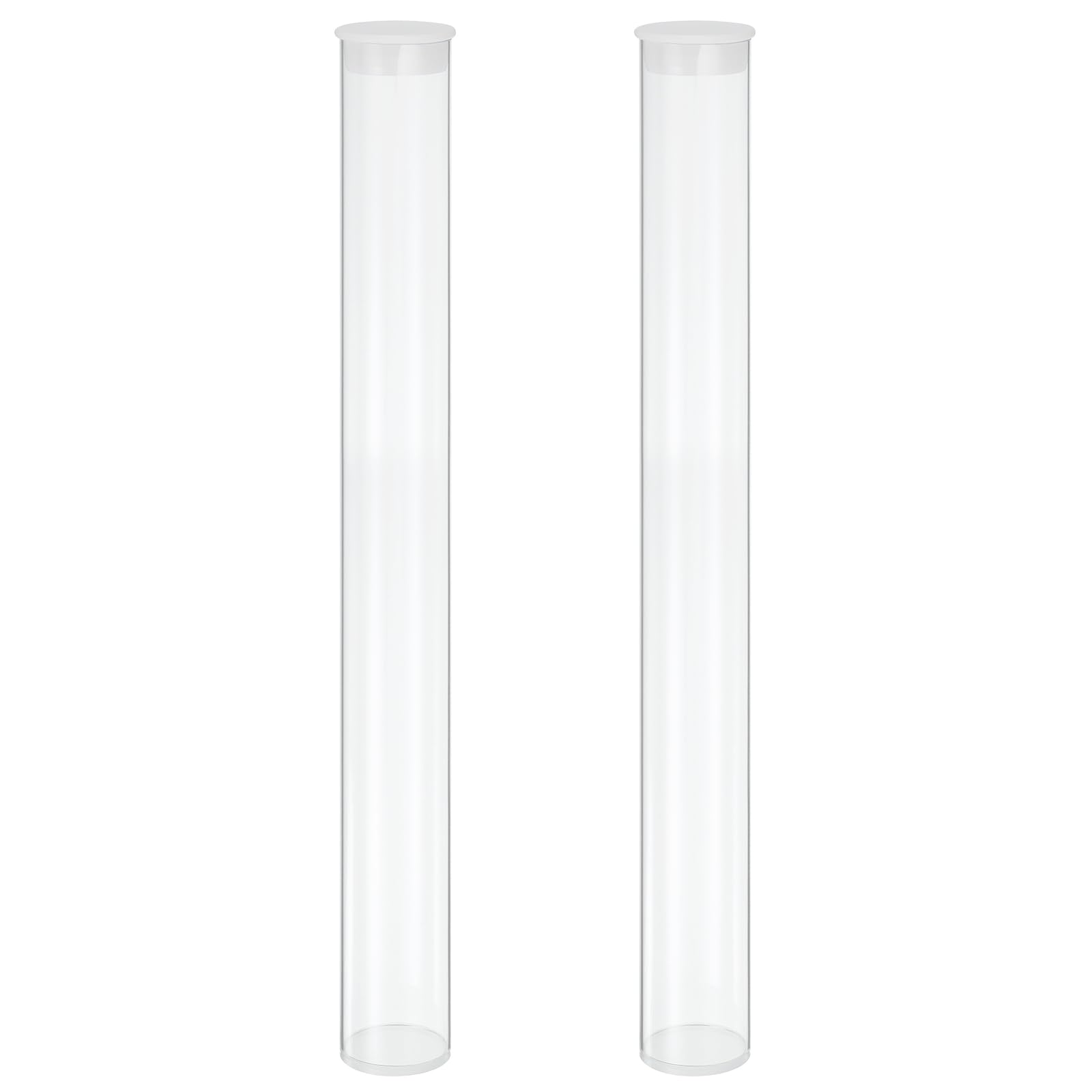 MECCANIXITY Transparent Plastic Storage Tubes, 1 9/16" x 14"(40x350mm) Polycarbonate Clear Rigid Round Storage Tubing with Black Lid, 2 Set