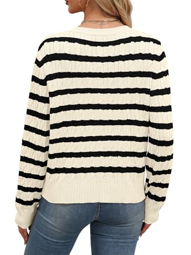 Image of WIHOLL Women's Cable Knit Lightweight Cardigan Sweaters Long Sleeve Button Down 2025 Spring Fashion
