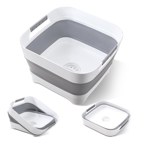 Image of Collapsible Wash Basin for Baby Bottles - 2.4 Gallons Portable Wash Bin for RV Camping Sink, Space-Saving Dish Tub.Laundry & Utility Room Sinks