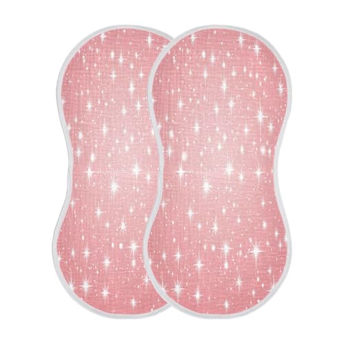 JUZIHAI 2Pack Shiny Baby Burp Cloths Soft Cotton Burp Rags,Super Absorbent Burp Cloth Bag for Newborn Baby Boys/Girls2