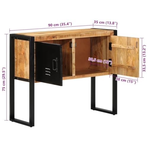 Mesa consola de madera maciza de mango con puertas mueble auxiliar de 90 cm para dormitorio 4