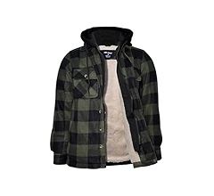 Facitisu Hoodies for Men Sherpa Lined Heavyweight Flannel