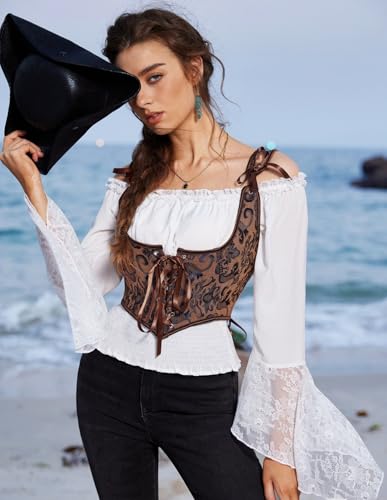 Image of Scarlet Darkness Corset Tops for Women Renaissance Underbust Corset Boned Lace Up Corsets