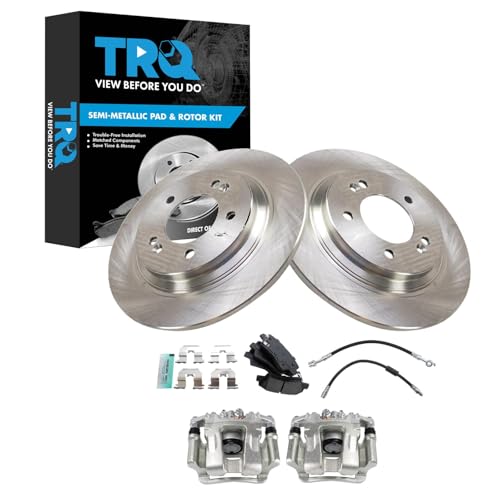 Image of TRQ Rear Brake Pad and Rotor Set Semi Metallic Calipers Compatible with 2014-2016 Kia Optima