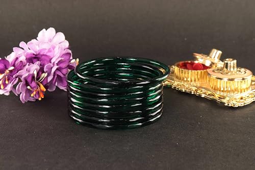 Image of ZULKA Designer Plain Glossy Glass Kada Set For Women & Girls With Diamond Cut Design | Fancy Designer Glass Bangles | Traditional Chudi | Kanch Ki Churi | Stylish Glass Kada For Wedding - Set Of 8