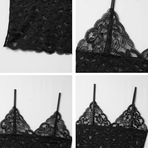 ABAFIP Men’s Sissy Lace Cami Top Floral Sheer Camisole Ruffle V-Neck Sleeveless Shirt See Through Undershirt 7