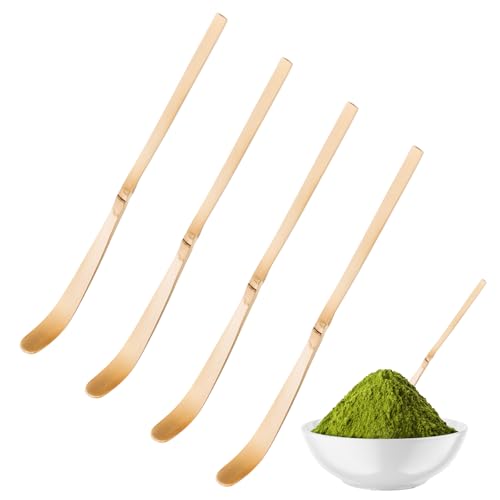 Matcha Löffel, 4 Stück 18 cm Bambus Matcha Löffel, Traditionelle Japanische Teezeremonie, Präzise Dosierung von Matcha Pulver, Ideal für Matcha...