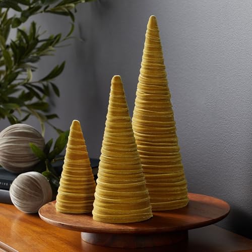 Image of Gold Velvet Trees, Set of 3, Gold