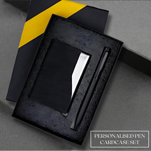 Image of 2 in 1 Pen and Card Holder Set for Men | Gift for Husband, Birthday Gifts, Corporate Gift Set for Employee (Black)