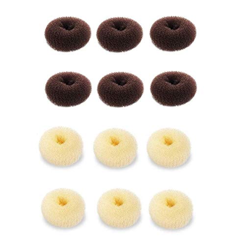 Extra Small Hair Bun Maker For Kids, 12 Pcs Chignon Hair Donut Sock Bun Form For Girls, Mini Hair Doughnut Shaper For Short And Thin Hair (Small Size 2 Inch, Dark Brown And Beige) #TOP27