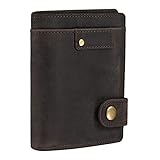 'Milo' Portafoglio uomo vintage in pelle con chiusura a bottone | Portafogli con portamonete per carta d'identità (anche formato cartaceo) | modello verticale