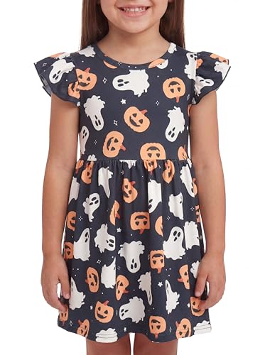 Image of Unique Baby Girls' Short Sleeve Everyday Printed Dresses for Kid and Toddler, Sizes 2T-12Y