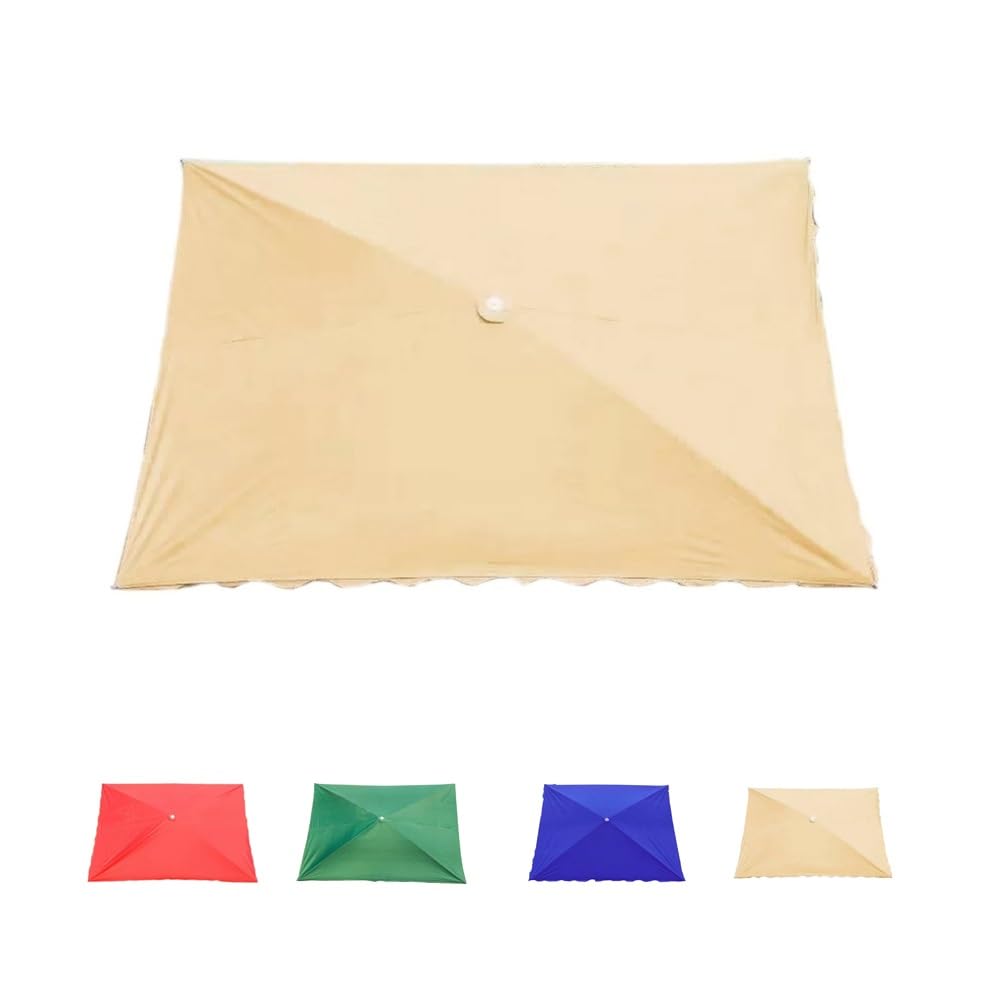 BTBZGFGNYU Rectangular Umbrella Replacement Canopy 8'x6.5' 10'x6.5' 10'x8', 4/6 Ribs Sun Umbrella Replacement Umbrella Cloth for Patio Yard Market Table Lawn(Khaki,300x250cm/10'x8')