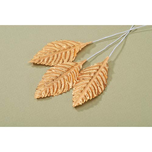 Darice Victoria Lynn Single Rose Leaf Metallic Gold 2.5 inches 12 Pieces (6-Pack) V35442-101