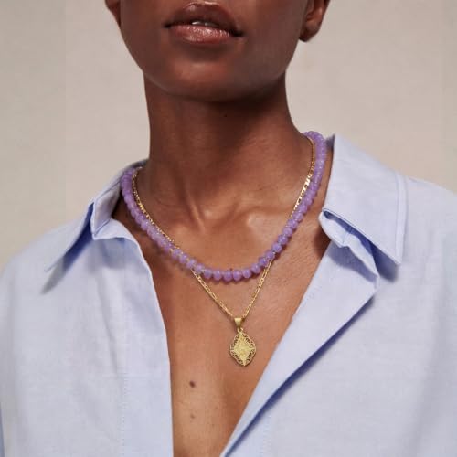 KissYan Beaded Necklaces for Women, Natural Chunky Choker(Amethyst) by KissYan - Used condition - Image 3