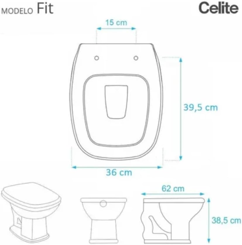 Celite, Assento Original Polipropileno Fit Plus Soft Close, Branco