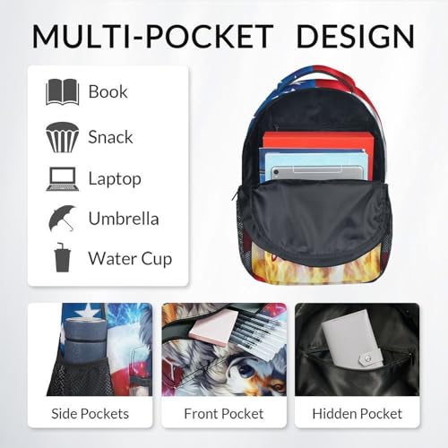 Backpack for School - 17 Inch Custom Wolf Backpack for Kids - Personalized Cool Bookbag for Primary Middle4