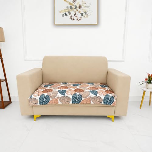 Image of Homerz Premium Printed Quilted Velvet Sofa Slip Cover Protector with Tassels, Sofa Mat, Exact Size, Antislip Cover (Folia, 2 Seater, Half)