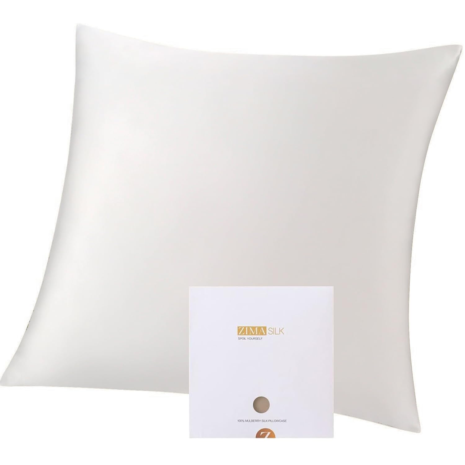 ZIMASILK Federa per cuscino in seta 100% per capelli e pelle, double face, 19 momme, pura seta di gelso con chiusura lampo, 1 pezzo (80 x 80 cm, avorio)