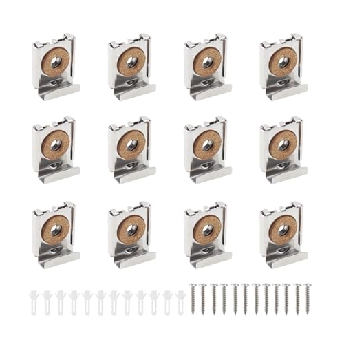 Image of Metal Mirror Clip,ULIFESTAR SUS304 Wide Channel Mirror Hanger Clip,Large Mirror Retainer Clip,Heavy Frameless Mirror J-channel Mount Wall Clips with Screw Spring Loaded Mirror Hanger Clip 12PCS