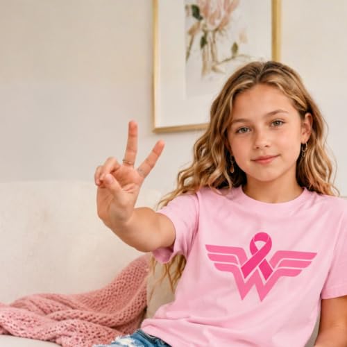 Girls in October We Wear Pink Shirt Kids Halloween Ghost Graphic Tee Breast Cancer Awareness T-Shirt for Toddler Youth — view 4