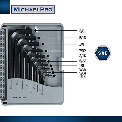 Michaelpro Mp001046 Allen Wrench Set Metric And Standard - Short Arm Industrial Grade Hex Key Set With Foldable Organizer In 20 Pcs/Pack #TOP2