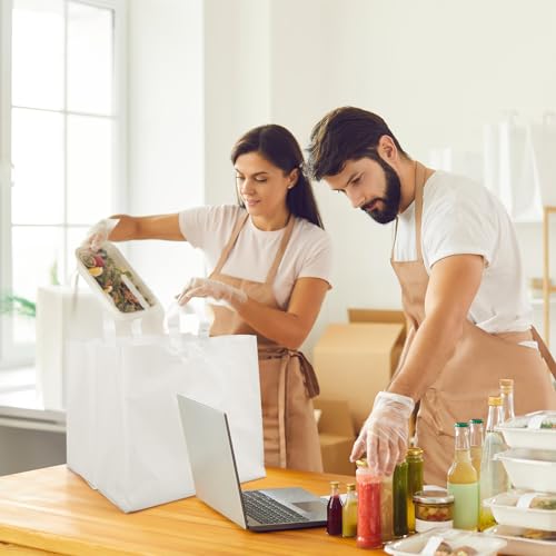 Bulyoou CHS-BULYOOU-56973 50 Pcs Half Tray Catering Bags Take Out Bags Bulk 14 Inch X 11.5 Inch X 12 Inch Catering Bag With Cardboard Bottom And Soft Loop Handles thumb #4