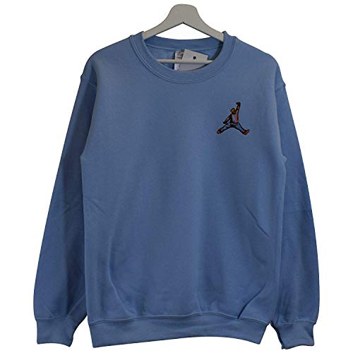 Actual Fact Biggie X Jordan Micrófono Slam Dunk Celeste Cuello Redondo Hip Hop Big Sudadera Top (Small-Xxlarge) - Azul Claro, L