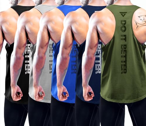 Boyzn Men's 1, 3 or 5 Pack Y-Back Workout Tank Tops, Athletic Muscle Gym Tank Tops, Fitness Bodybuilding Sleeveless T-Shirts