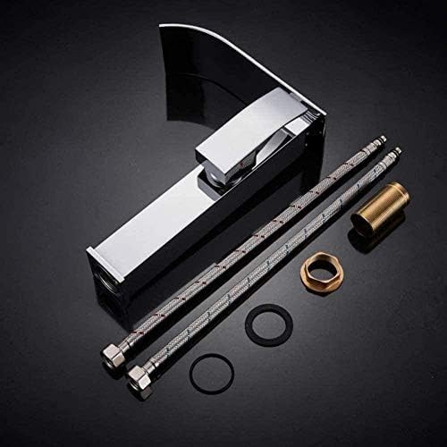 Robinet de salle de bain en laiton chromé anti-corrosion à bec cascade et commande unique