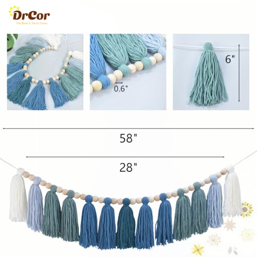 Image of DrCor Boho Tassel Garland - Sage Green Ombre Mint Wall Decor