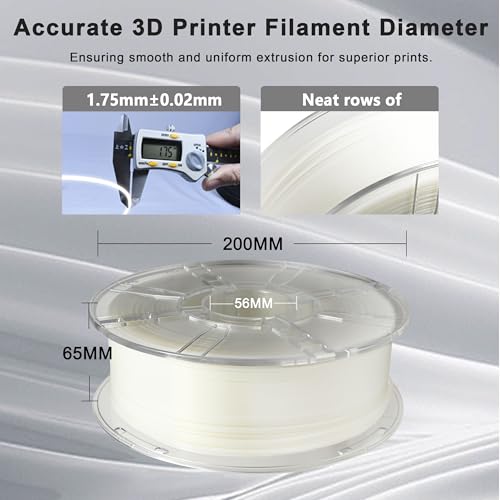 Image of iBOSS Glow in The Dark PLA+ Filament, Neatly Wound Luminous PLA Plus 3D Printer Filament 1.75mm + /- 0.02mm, Fit Most 3D Printers, 1kg Spool (2.2lbs), Noctilucent White PLA PRO Filament, Glow White