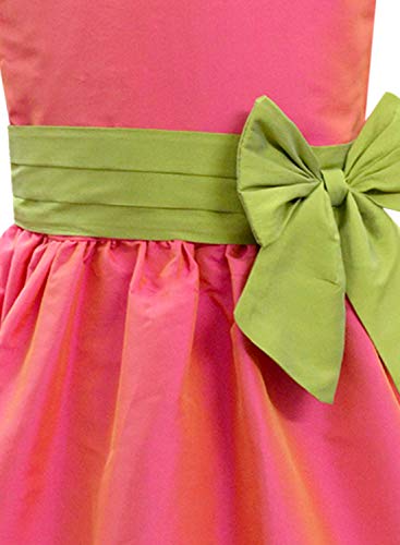 Image of A.T.U.N. All Things Uber Nice Girl's Synthetic Skater Knee-Long Dress (GDRS Pen HPL Hot Pink-Lime Green 4-5 yrs)