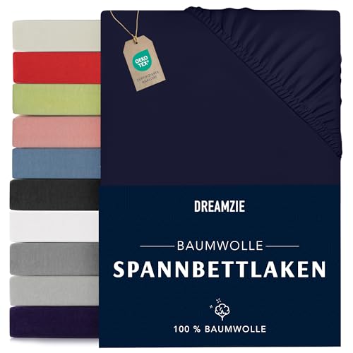 Dreamzie - Spannbettlaken 120x200cm - Baumwolle Oeko Tex Zertifiziert -...