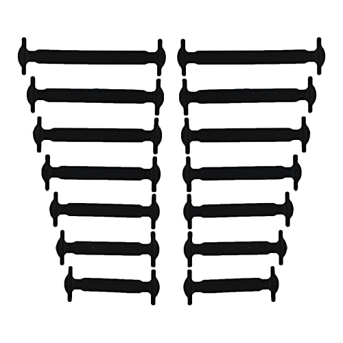 CCSOFTIME No Tie Lacets pour Adultes et Enfants Silicon Flat Lacets Elastique Sans Noeud Shoelaces pour Chaussures de Sneaker de Conseil Baskets et Bottes,Noir Enfants