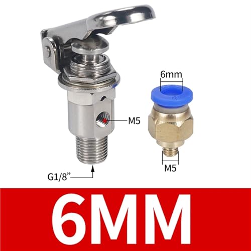 Válvula de escape TAC-3P-34T de 3 vías con rosca hembra M5 y conector de 6mm 3