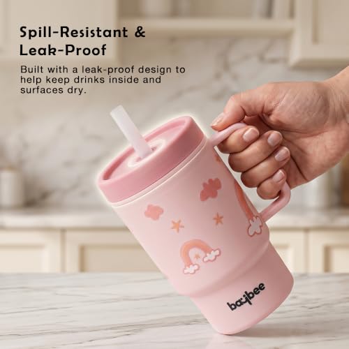 Image of BAYBEE Leak-Proof Sipper Bottle for Toddlers | BPA-Free Tritan Sipper Bottle with Straw for Babies with Double-Wall Insulation | Training Cup for Baby with Easy Clean & Easy-Grip for Kids (Pink)
