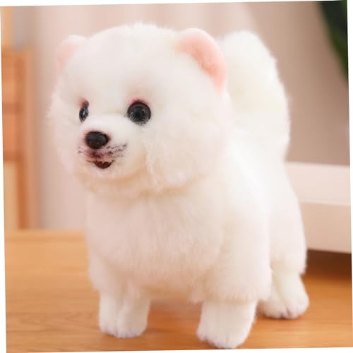 Peluche de simulation de poméranie 10x9 pouces blanche finitions soignées