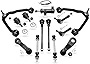 Detroit Axle - Front Upper Control Arms + Lower Ball Joints Tie Rods Suspension Kit Replacement for Chevy Silverado Sierra Avalanche 1500 Tahoe - 13pc Set