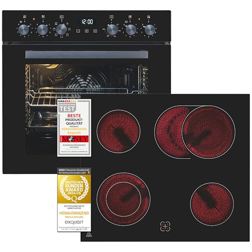 Exquisit Einbauherdset EHE 157-2 URBZ-Set inox | 58 l Garraumvolumen | 7 Backofenprogramme | Restwärmeanzeige | Energieklasse A