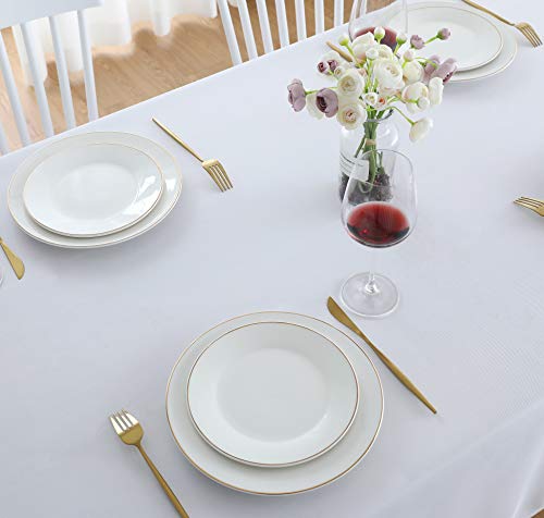 Image of FOLINS&HOME White Rectangle Tablecloth, 52 x 70 Inch Waterproof Table Cloth