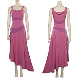 Yolata Hercules Megara Costume Women Pink Dress Sleeveless Halloween Outfit (Dress, 3XL)