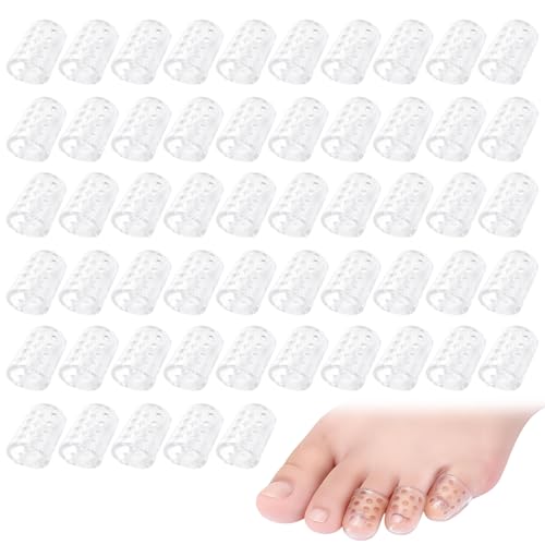 Wcawnlt Protection des Orteils Transparent, 55pcs Capuchons en Silicone Souple, Gel Respirant Anti-Friction, Confortables et Réutilisables pour Pieds, Doigts et Ongles, Protection Quotidienne et Sport